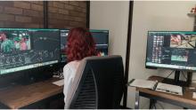 Leah Gunter, in the new CMS medialab, working in DaVinci
