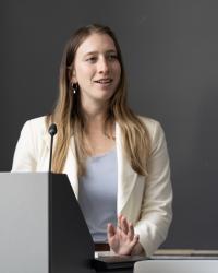 Anna at podium