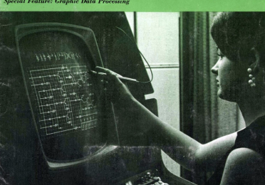 A woman touching an electronic screen.