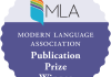 A circular shape with gray at the top half, and purple at the bottom half, that reads inside, Modern Language Association Publication Prize Winner. 