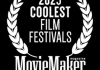 White text that reads, "2025 Coolest Film Festivals MovieMaker Magazine," sits between two white graphics of white grain on a solid black background.